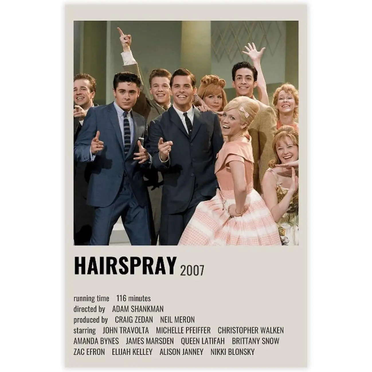 Hairspray Movie Vintage Canvas Poster - Artistic Print Painting, Iconic Movie Wall Art for Living Room, Bedroom Decoration, Ideal Gift for Home Enthusiasts, Movie Iconic