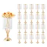 VEVOR 20PCS Modern French Gold-Plated Carbon Steel Floral Standing Decoration, 43cm/16.9in Transparent Hollow Crystal Spiral, Stable Multi-Flower, Easy-Clean Surface, Home/Wedding Dinner Party Centerpiece Vase