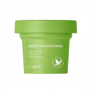 Green Tea Clay Mud Mask Deep Skin Cleansing Mask Oil Balancing Pore Cleaning Moisturizing Soothing Refreshing Facial Mask for Oily & Sensitive Skin Natural Daily Skin Care Mask