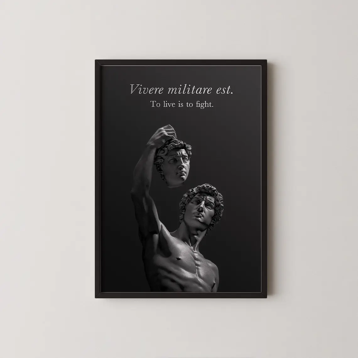Stoic Latin Phrase: Vivere Militare Est, Inspirational Seneca Quote Wall Art