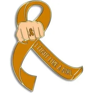 I Fight Like a Girl Fist Awareness Ribbon Lapel Pin - Amber