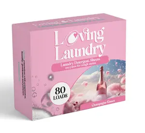 Loving Laundry Detergent Sheets Champagne Kisses - Hypoallergenic, Ultra Concentrated, Travel & Space Use, Two Stain Fighting Enzymes, Eco-Friendly & Sustainable