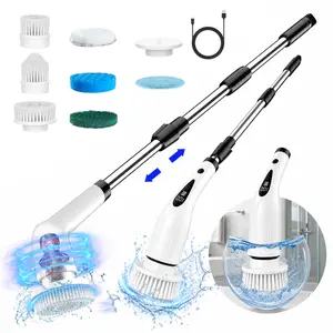 【FathersDayGift】Electric Spin Scrubber Cordless Shower Cleaner with 8 Replaceable Brush Heads,3-Length Extendable Handle,IPX7 Waterproof LED Display for Bathroom,Kitchen,Tub,Tile,Car & More,2026 Upgraded Spin Scrubber Brush summerwins dealsforyoudays