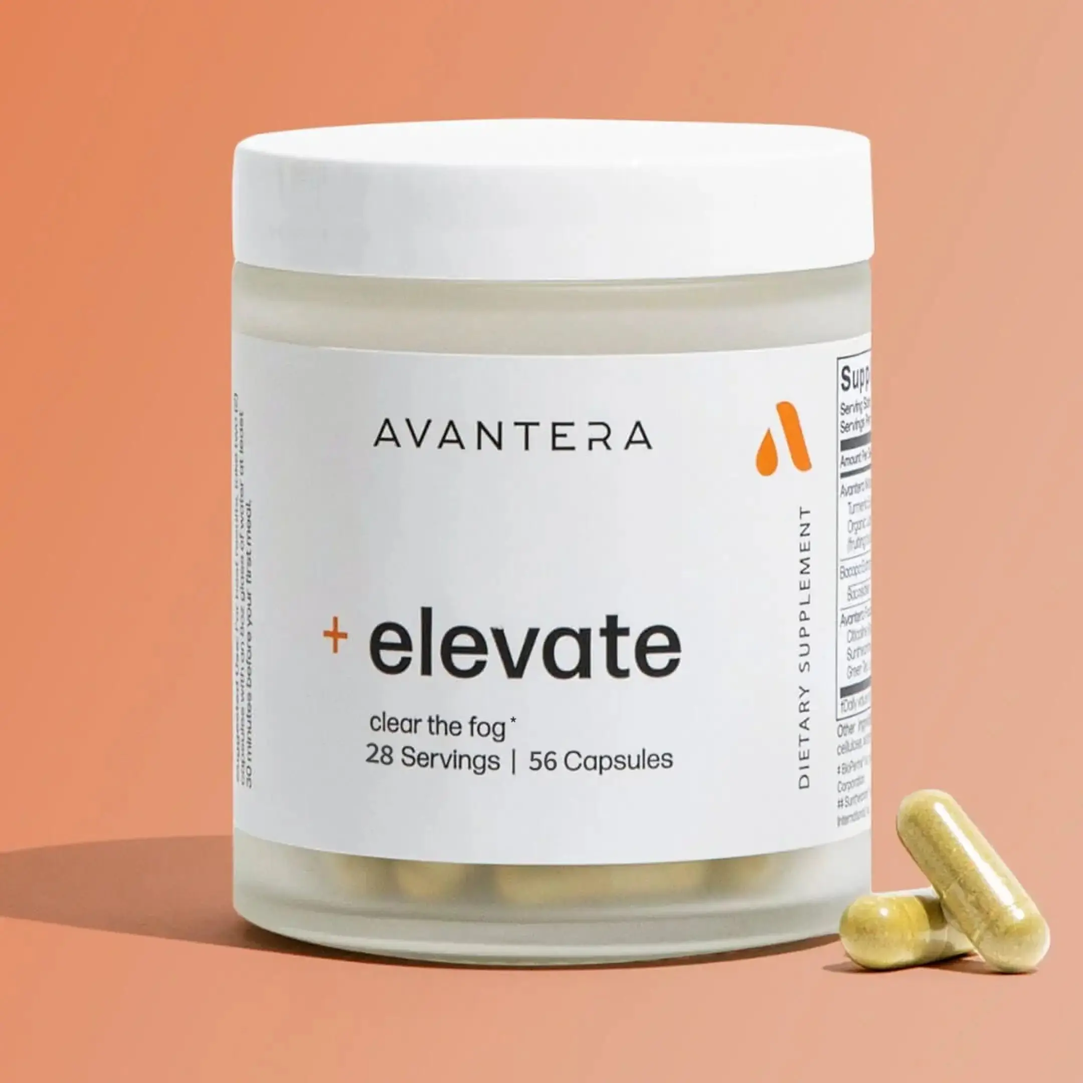 Elevate by Avantera | Daily Premium Nootropic Supplement for Energy and Focus (56 Capsules) | with Lions Mane, L-Theanine, CDP Choline, Bacopa Monnieri and More