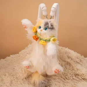 【Quick delivey】 Mini Calico Cat Backpack Fully Handamde Realistic Plush Cat - Adjustable Deatachable Straps Artificial Fur Made Companion Gift for Cat Lovers Gift Set for Birthday Anniversary Christmas