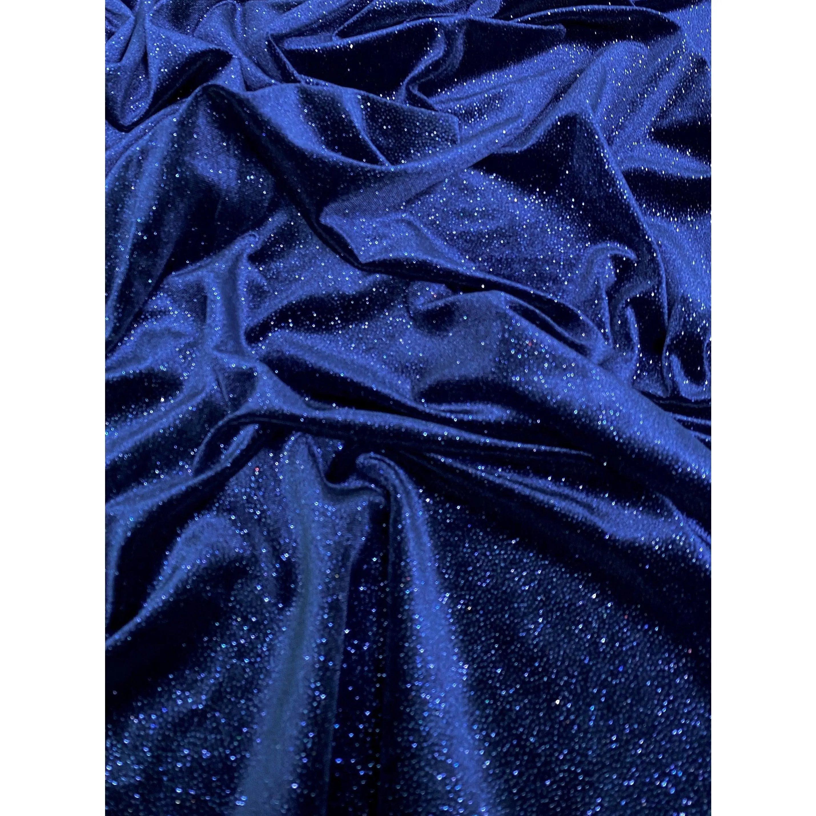 Navy Blue Shimmery Stretch Velvet