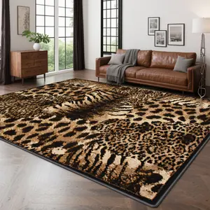 Velvet + Soft and Comfortable Retro Wild Animal Pattern Printed Carpet, Home Decoration Carpet, Living Room Large Carpet Sofa Cushion Door Mat Coffee Table Mat Bedroom Carpet Bedside Rug, Vintage Printed Rug