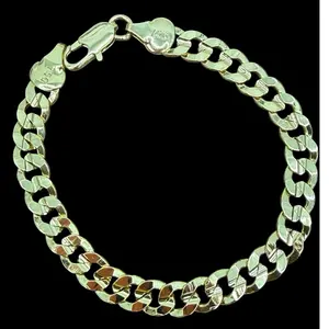 Pulsera cubana concave 9mm 8” de largo aproximadamente en oro laminado italiano 14k