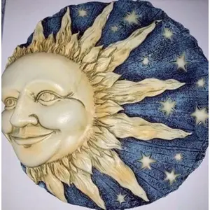 The House of Awareness Sun and Stars Glow Decorative Garden Stone 9 Inch Resin Stepping Stone with Hand Painted High Detail Sculpted Design for Indoor Outdoor Use