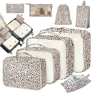Set of 8 Lightweight Travel Organizer Bags with Shoe Bag, Expandable Space-Saving Luggage Organizers for Clothes, Great Back-to-School Travel Accessory, Travel Organization Pouch, Travel Essentials, Travel Luggage Organizer for Women Men
