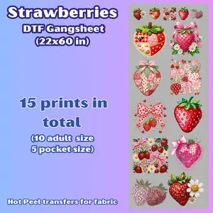 G22 Strawberries Gangsheet transfers for shirts (15 Transfers)
