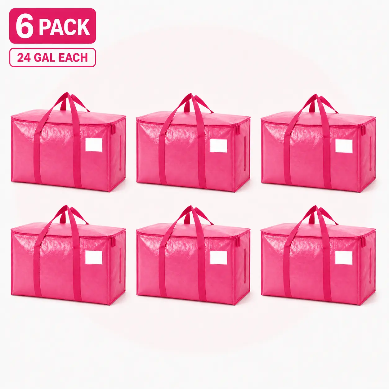 Back to School 24 Gallon Extra Large Heavy Duty Moving Bags with Zippers, Reinforced Carry Handles & Label Pocket, Foldable Reusable Moving Box Alternative for College Dorm Move-In, Clothes, Bedding, Closet & Home Storage