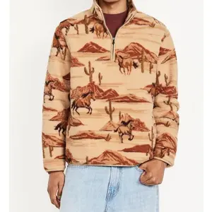 Men's Printed Sherpa Quarter-Zip Pullover