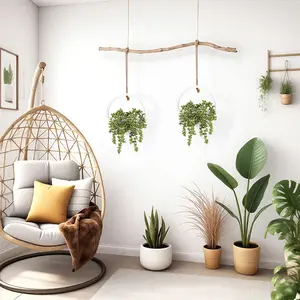 2pcs Artificial Succulents Hanging Plants 12.2'' Fake String of Pearls in Pot with 8.3'' Lanyard for Indoor Outdoor Wall Decor.bouquet weeping housewarming gift