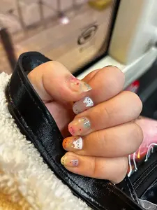 Cute Cat-Themed Short Press-On Nails, Handmade Faux Acrylic Nail Art Decorations