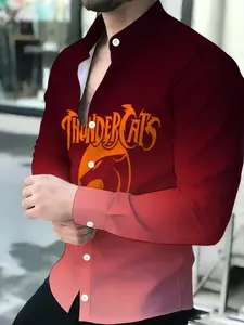Men's Long Sleeve Shirt ThunderCats Graphic Ombre Gradient Novelty Pattern