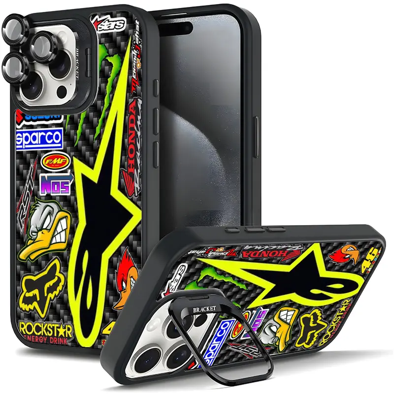 JDM Racing Vibes Phone Case | Sticker Bomb Design For Samsung iphone 17/AIR 16 15 14 13 12 11 PRO PLUS MAX COOL Fashionable Tough Magnetic Durable Metal lens frame Film Bracket Stand Gift Full Protection Camera Holder Phone Cases Cover 11X-L1171, Accessor