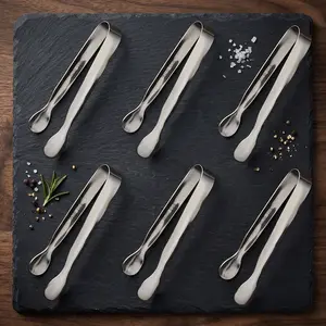 Mini Ice Tongs 6PCS Stainless Steel Sugar Tongs Small Serving Tongs for Appetizers Tea Coffee Bar Desserts Silver