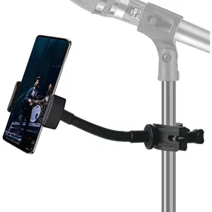 Mic Stand Phone Holder, Flexible Phone Holder for Microphone Stand, Adjustable  Mic Stand Holders, Music Stands Phone Holders for  14 13 12 MAX Pro  Galaxy  Smartphones