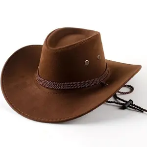 Western Cowboy Hat Summer Outdoor Travel Shade Sun Protection Hat Children Mountaineering Hat Men's Desert Highway breathable  windproof leisure