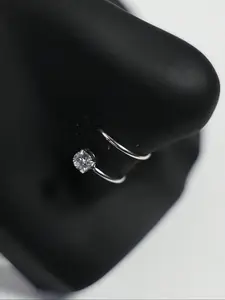 S-Shaped Cz Nose Ring, 20g Stainless Steel Nose Studs, Silver Color & Options, Unisex Jewelry for Daily Wear