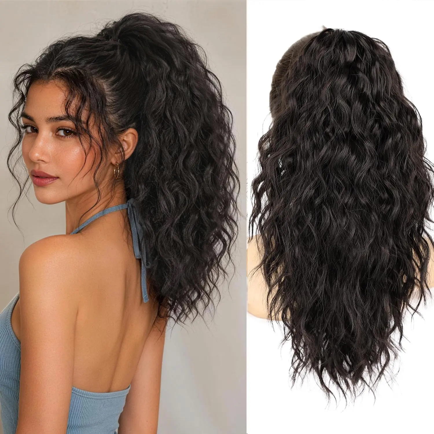 20 inch Wavy Claw Clip Ponytail Extensions Curly Wavy Claw Clip in Ponytail Hair Extensions Synthetic Fake Pony tails Hairpieces enhances volume