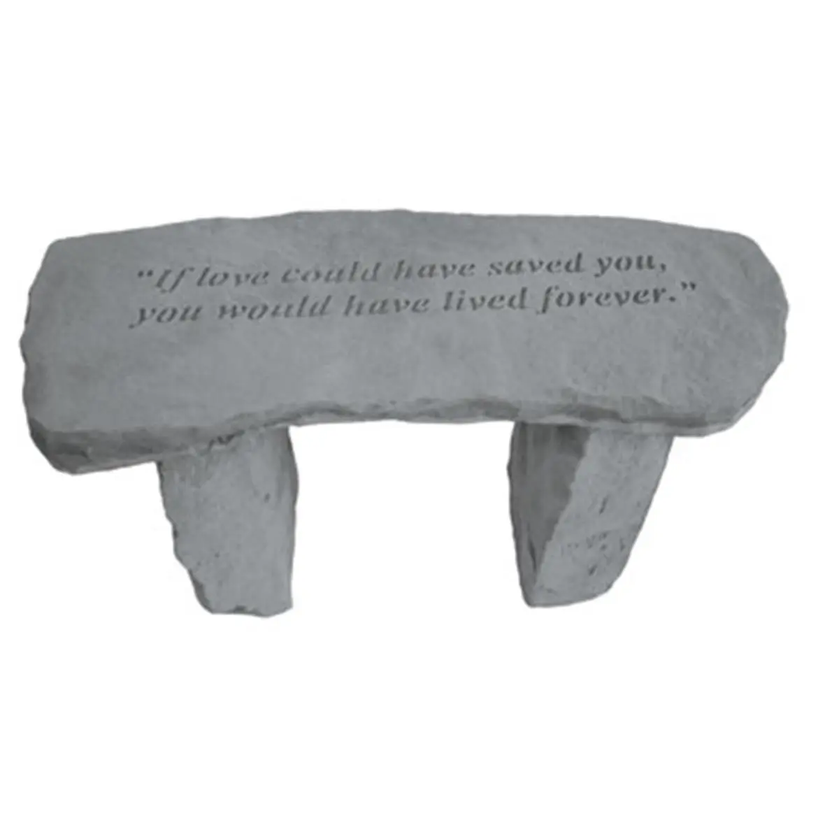 Kay Berry Inc. Memorial Weatherproof Single-Seat Rectangular Cast Stone Bench - "If Love Could Have Saved You" Angel Design, 29in x 12in x 14.5in, Includes Legs