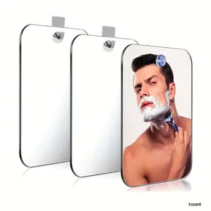 1 Piece Bathroom Shower Mirror, Portable Handheld Mirror, Frameless Anti-fog Shower Mirror, Wall Hanging Mirror for Showering, Applying Makeup and Shaving, Adjustable Mirror