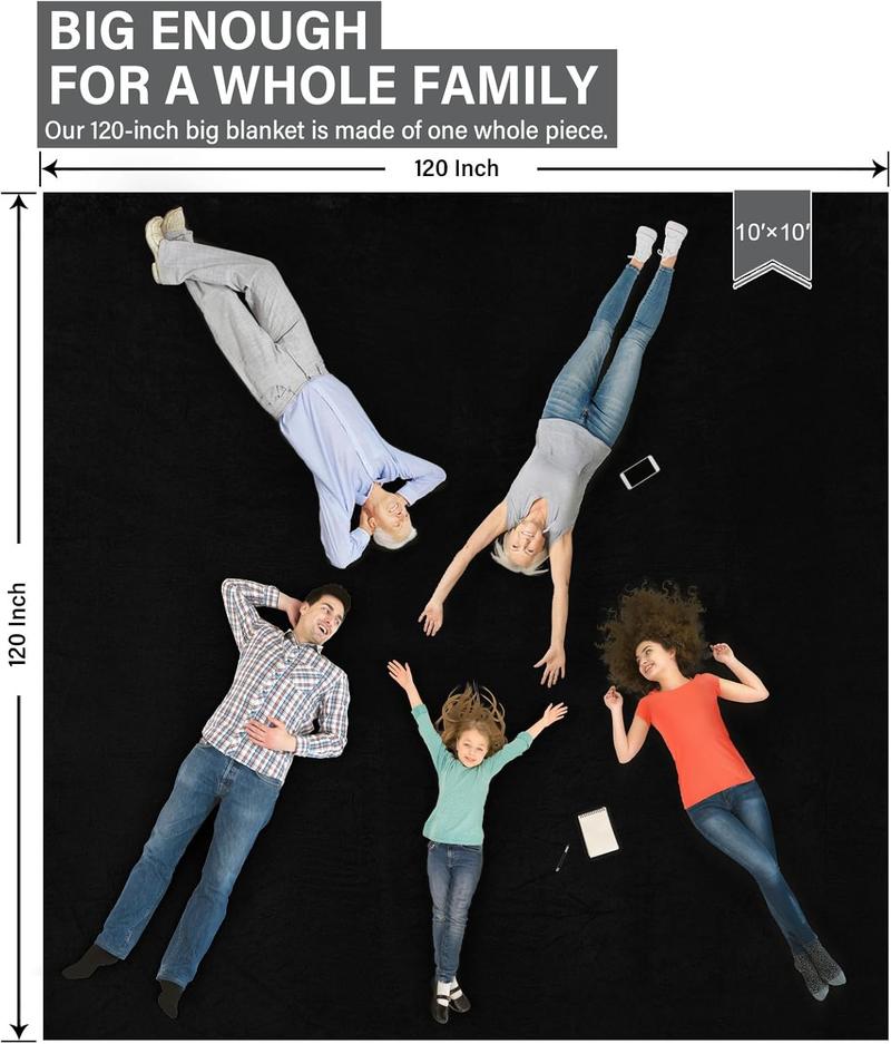 Oversized King Size Blanket 120x120 Inches, 300GSM Microfiber Jaquard Flannel Blanket, Soft Cozy Home Decor for Couch Sofa Bed, Machine Washable, Warm & Soft for All Seasons