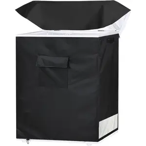 Chest Freezer Covers for Outside 32.5W×22.5D×33.5H, Compatible with 7.0 Cubic Feet Chest Freezer, Black Waterproof Deep Freezer Covers With Zipper, All-season Outdoor Protection
