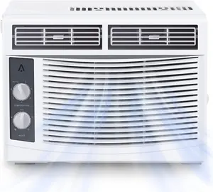 【Christmas Gift】5,000 BTU Window Air Conditioner with 2 Fan Speeds, Energy Saving Features, Dehumidification, Quiet, Water Self Evaporation, Cooling Only, White Aircon Cooler Appliance