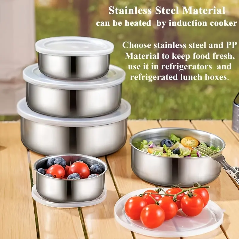 Stainless Steel Food Storage Containers Set (10-Piece: 5 Lids, 5 Bodies) - Multi-Size, BPA-Free, Dishwasher Safe Lunch Boxes for School Lunch, Home Kitchen Use, Ideal Back to School Gift
