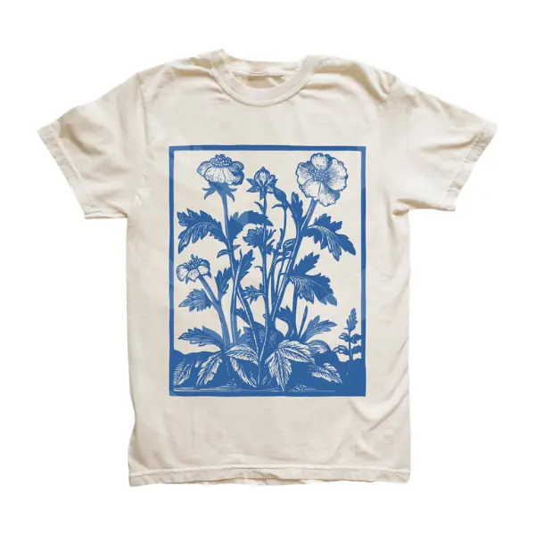 Vintage Wildflowers Graphic Shirt, 90s Retro Flowers Tee, Pressed Flowers, Gift For Her, Flower Girl, Screenprint Art Tshirt, Unisex Menswear & Womenswear - Streetwear Tops - Casual Cotton Crewneck Shortsleeve Tshirt