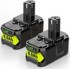 2Pack 18V 8.0Ah Battery Replacement Compatible with Ryobi 18V Lithium-ion Battery  P108 P109 Cordless Tool Battery