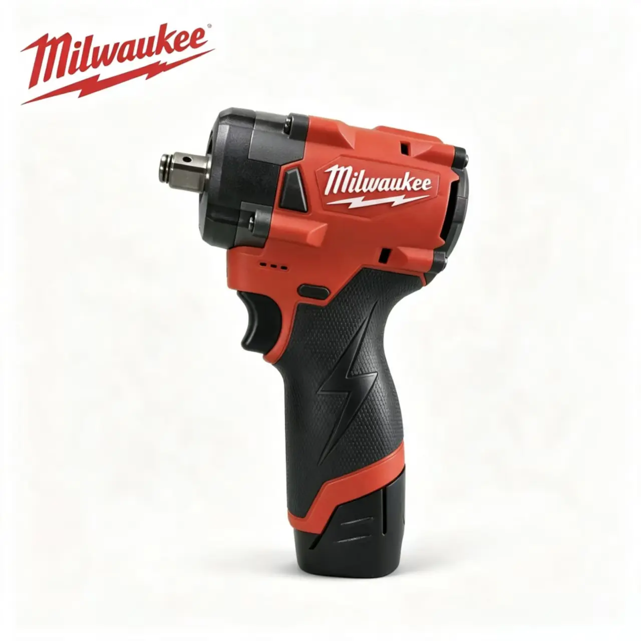 Milwaukee M12  Stubby Impact Wrench Kit 3/8" 1/2" Collet 220N-m High Torque 0-2400RPM 12V Cordless Power Tool for Tire Change Plumbing HVAC Daily Tasks