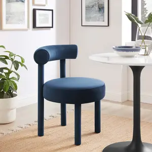 Modway Toulouse Performance Velvet Dining Chair in Midnight Blue