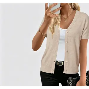 Womens Wool Blended Cropped Cardigan Sweater 2026 Short Sleeve Shrug Business Casual Outfits Lightweight Top