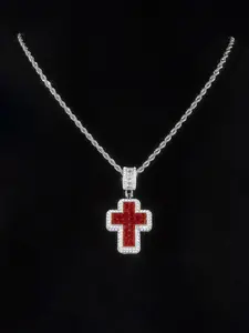 Elegant Zircon Cross Pendant Necklace, Unisex Twisted Chain, Perfect Gift for Birthdays, Anniversaries, Valentine's Day