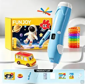 Kids' 3D Printing Pen with LCD Display, 3-Color PLA Filament, Stencil Book, Project Guide & Adapter - STEM Educational Party Bag Gift for Home & Festive Supplies
