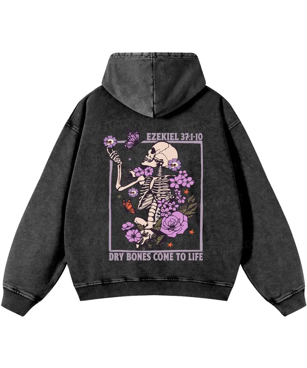 Dry Bones Come To Life Double Sided Washed Christian Hoodie