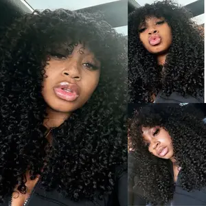 Suntu Hair 220% Density Messy Burmese Curly 100% Virgin Human Hair Wig 13x4 HD Lace Lace Front Wig Pixie Curly Super Double Drawn Wig Natural Black Wig