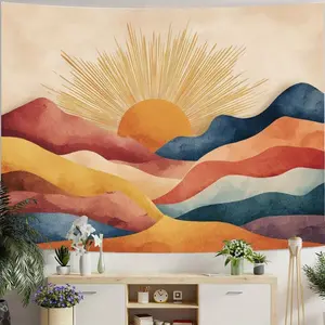 Bohemian Mandala Sunrise Tapestry, Abstract Mountain View Home Decoration Tapestry, Bohemian Style Tapestry, Tapestry Wall Hanging