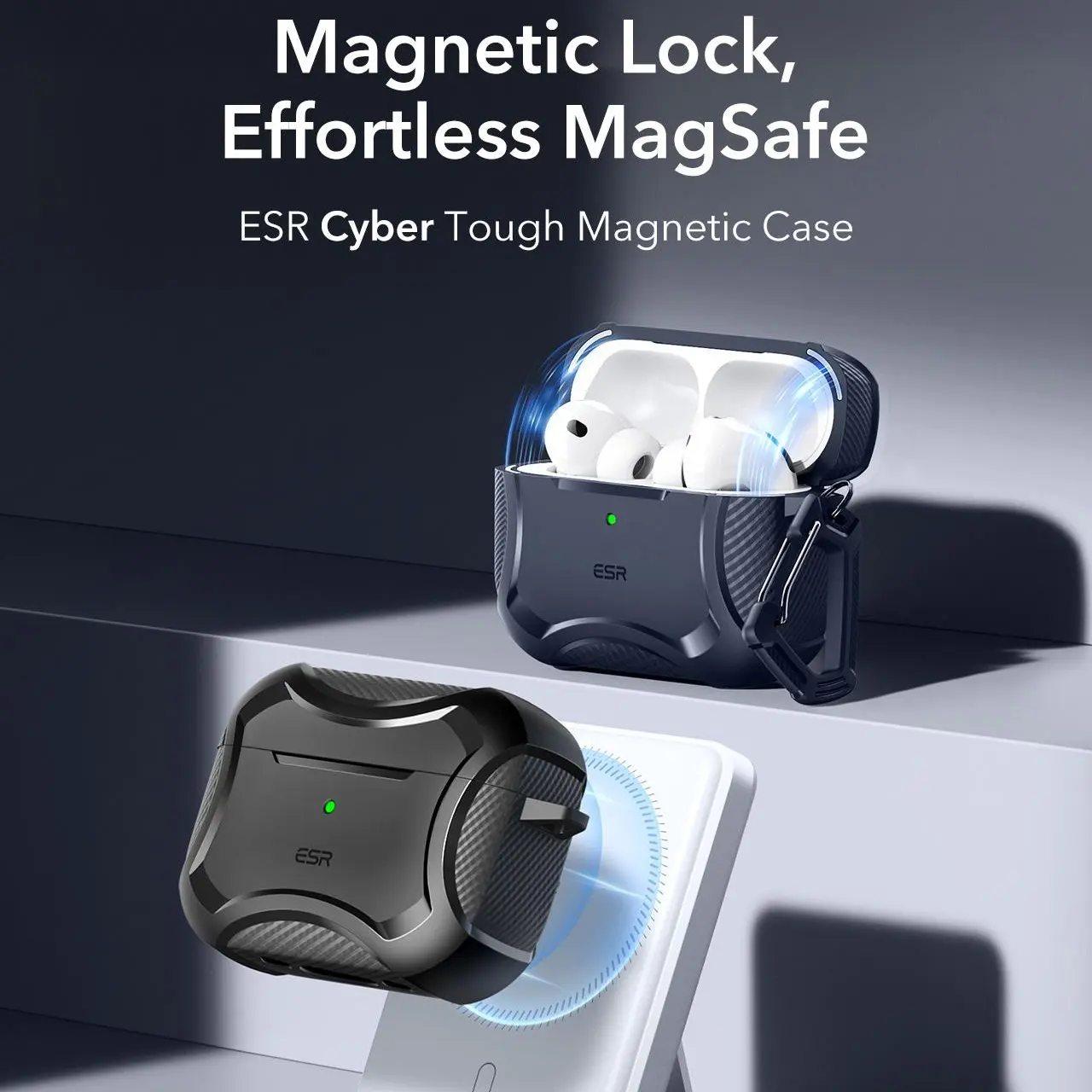 ESR for AirPods 4 Case & AirPods Pro 3/2/1 Case, Magnetic Lid Case, MagSafe Ready, Strong Drop Protection, Cyber Series