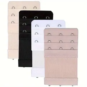 Ladies Stretch Bra Extension Belt Set of 4, Adjustable 3 Hook Buckle, Glue-Free Sewing-Free, Solid Color Shoulder Strap, Low-Cut Bra Compatible, Accessories
