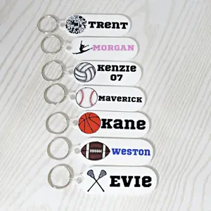Personalized Sports Keychain – Custom Name Tag – Choose Football, Basketball, Baseball, Volleyball, Cheer, or Lacrosse