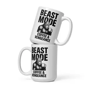 BEAST MODE – Florida Skunk Ape Mug | 15 oz Ceramic Coffee Cup | Sticks ’N Stones™ Swamp Series White glossy mug
