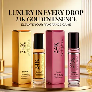 LONKOOM 24K Gold Duo Rollerball Perfume Set 10ml×2 | Gold & Pink Couple Gift, Portable On-the-Go Touch-Up, Long Lasting Eau de Toilette with Floral Fruity Scents, Premium Romantic Gift for Her