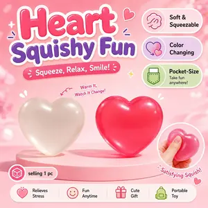 Heart-Shaped Squeeze Toy — Portable & Compact | Color-Changing Pink Effect | Smooth, Rounded Design | Slow-Rising Stress Relief | Ideal for Commuting & Leisure | Alleviates Anxiety & Soothes the Mood | Perfect Small Holiday Gift | Sensory Toy