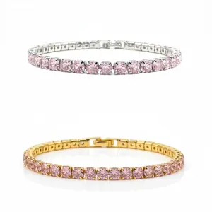 Pink Cubic Zirconia Tennis Bracelet 3 mm