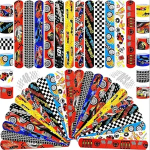 Slap Bracelets 48 Pcs Racing Snap Bracelet Wristbands, Perfect for Party Favors, Party Accessories, Bag Fillers, School Prizes, Gifts, Bulk Pack